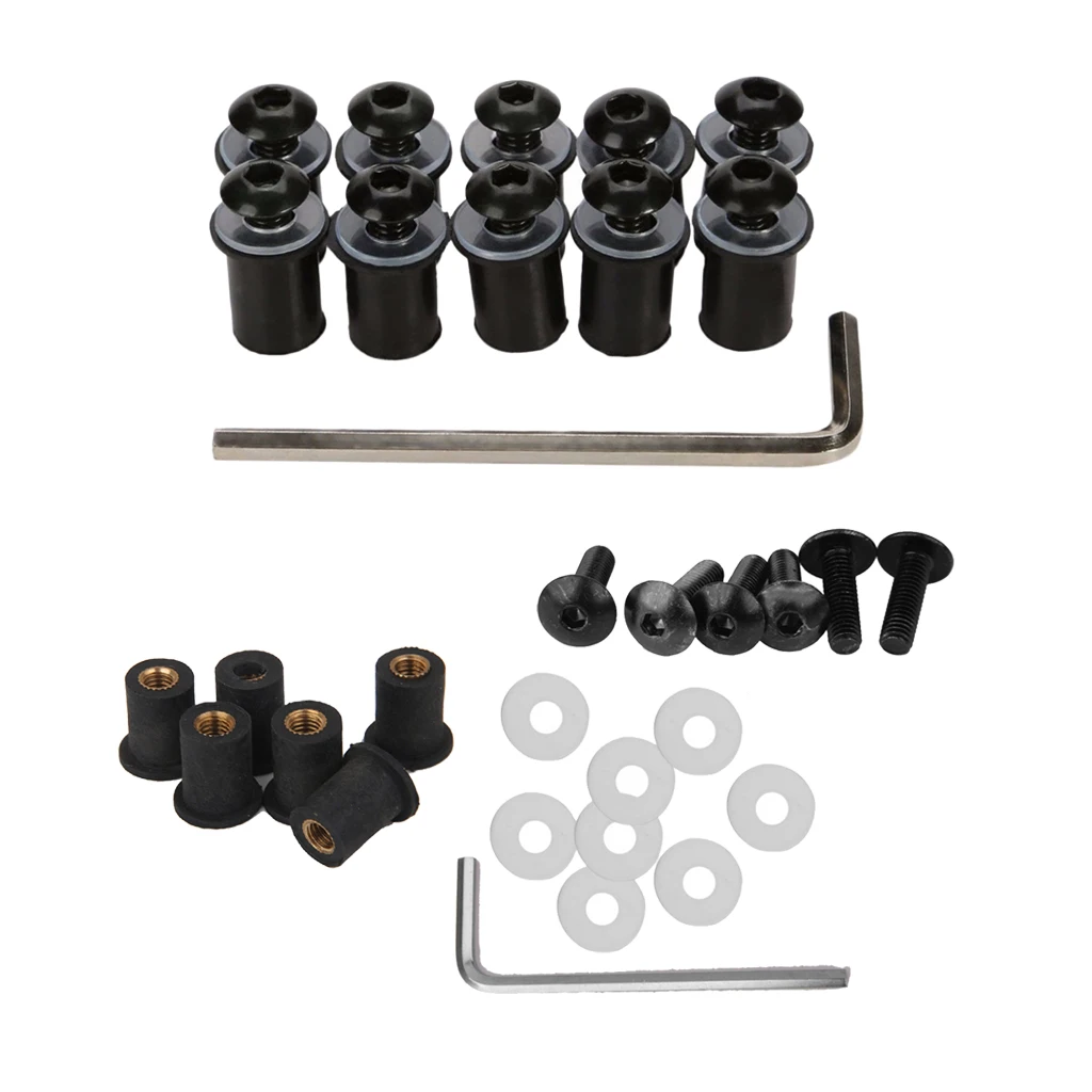 4mm + 5mm Fairing Windscreen Screw Bolt Windshield Mounting Nuts Kit Black |