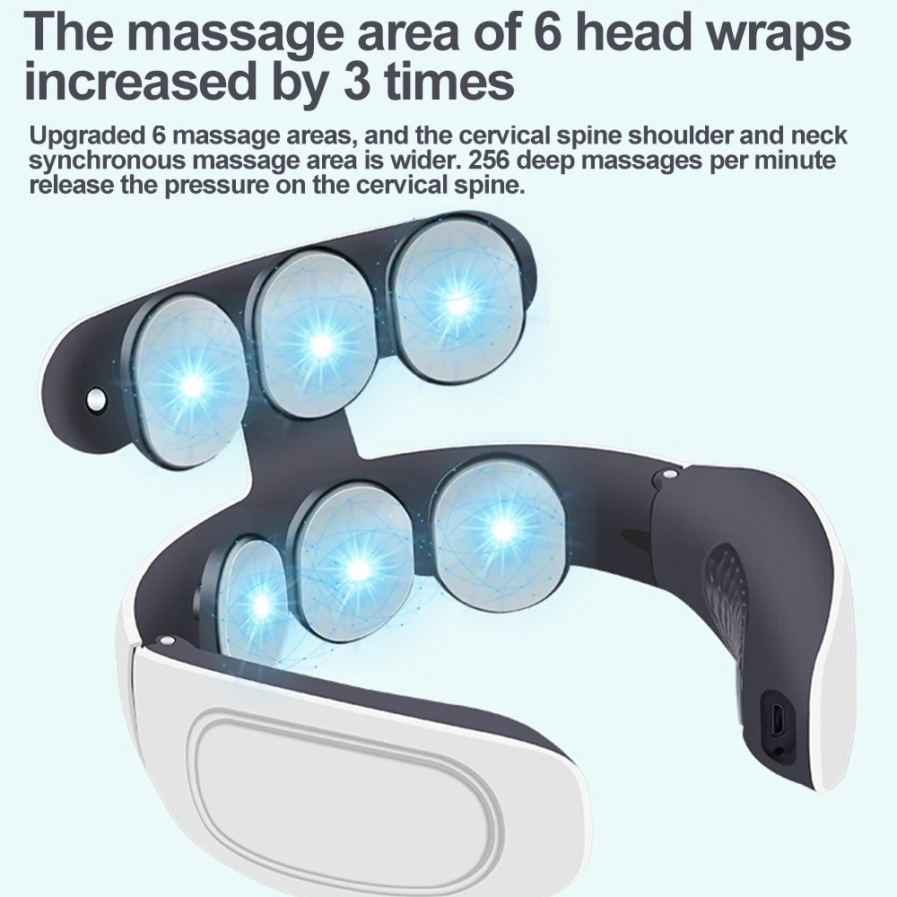 

6 Heads Smart Electric Neck Shoulder Massager Pain Relief Tool Health Care Relax Massage Machine Remote Control