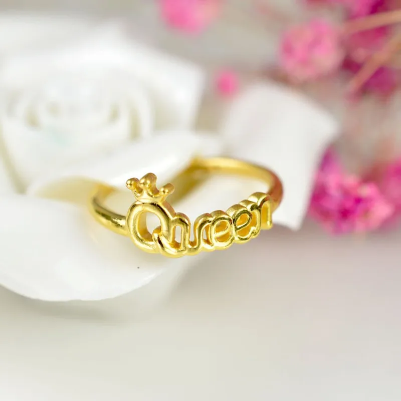 Новинка 999 кольцо из желтого золота 24 К Женское с Королевской короной на удачу 0 9-1