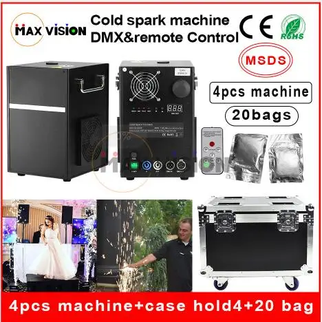 4pcs with case 20bag 400 Вт холодная Искра фейерверк Машина Dmx и дистанционное управление фейерверк фонтанная машина для свадьбы - Цвет: 4pcs with case 20bag