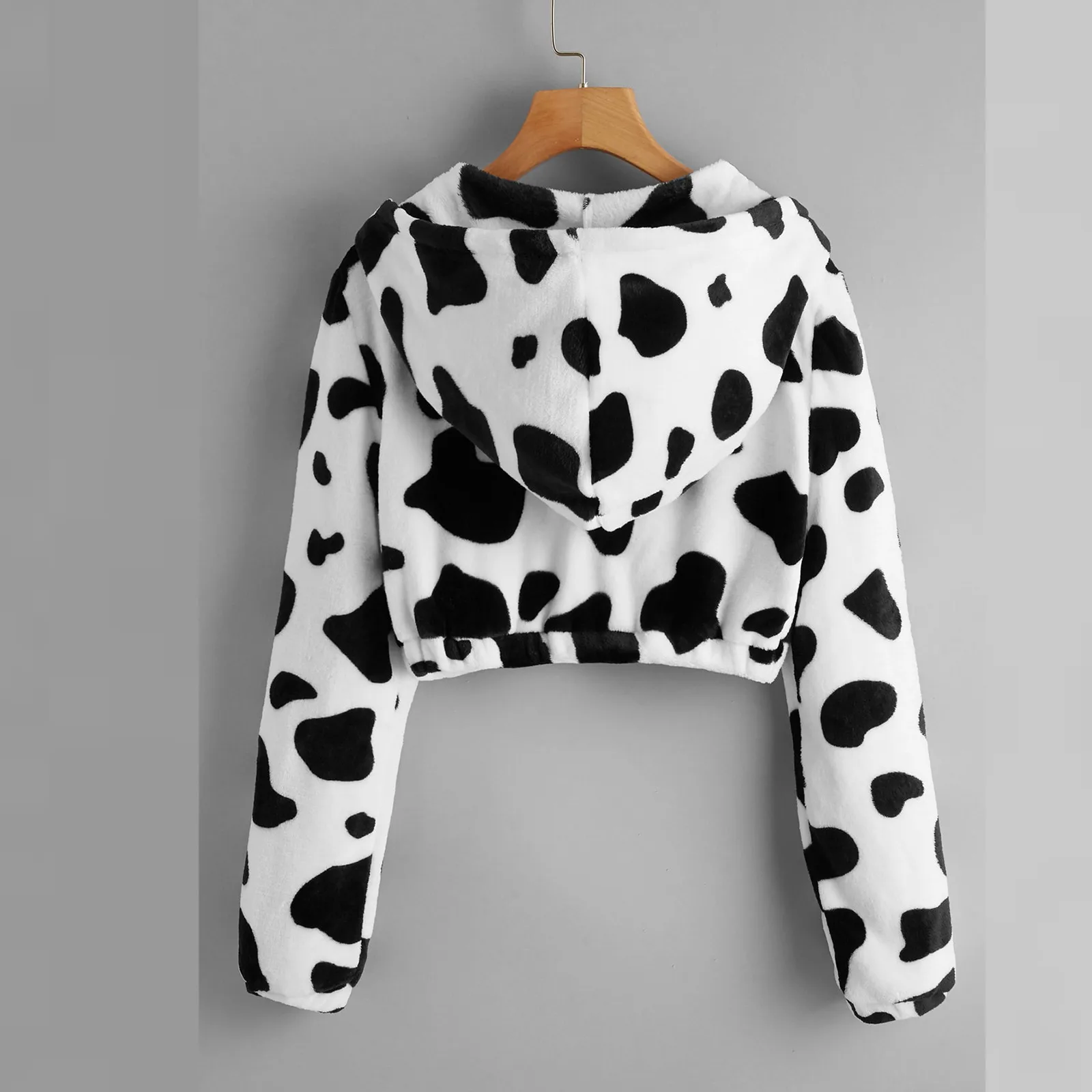 Women Cow Printed Pullover Long Sleeve Hooded Sweatshirt Cute Hoodie Streetwear Women Oversized Hoodies Sudaderas Con Capucha
