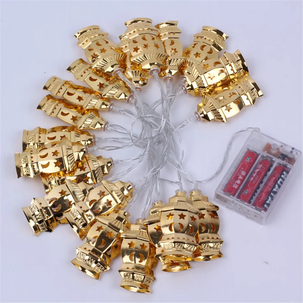 

10/20 LED Eid Mubarak Decorative String Lights Gold Palace Ramadan Kareem Lantern Garland Muslim Islam Party Supplies Dropship