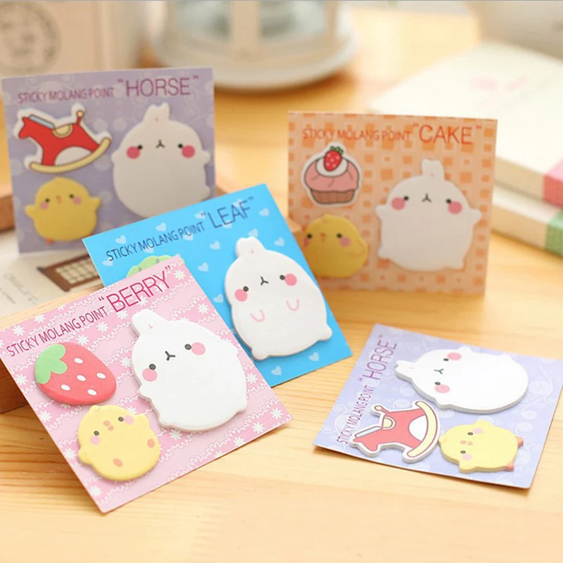 

4Pcs Memo Pads Cute Kawaii Cartoon Rabbit Adhesive Notepad Bookmark Sticker Label For Student School Office Stationery Supplies
