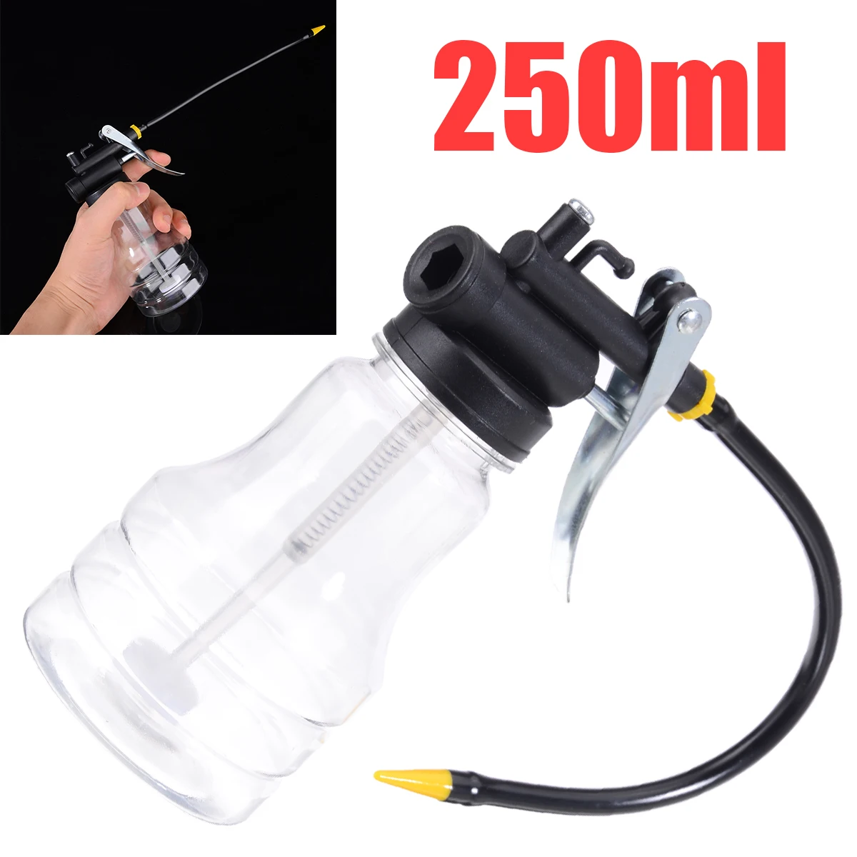 

New 250cc High Pressure Grease Guns Oil Can Transparent Plastic Thin Lubricating Fluid Oil Can Machine Pump Power Tool Accessori