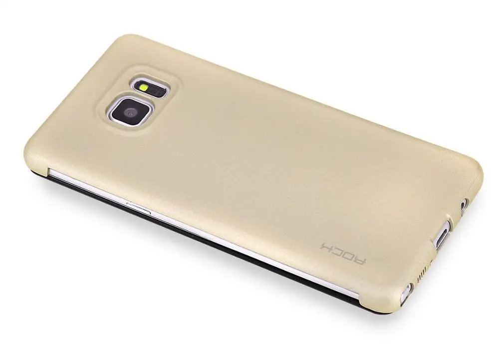 Чехол ROCK Dr. V для samsung Galaxy Note 7, роскошный умный флип-чехол с полным окном для samsung Note FE, TPU+ PC, чехлы для телефонов - Цвет: Золотой