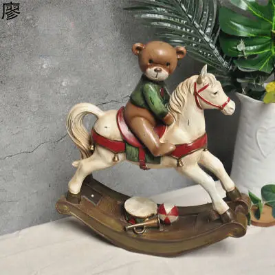 

Foreign Trade Exports American Village Painted Rocking Horse Bear Decoration Home Garden Christmas Decoration