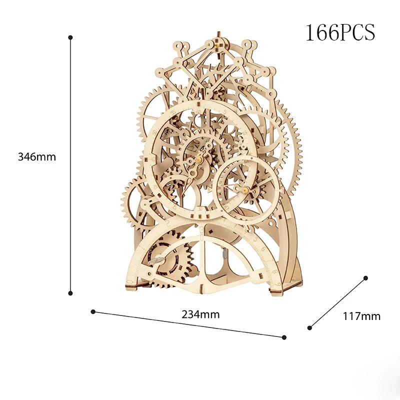 3D Wooden Mechanical Transmission Model Creative Toy Password Box Jewelry Box Perpetual Calendar Pendulum Birthday Gift