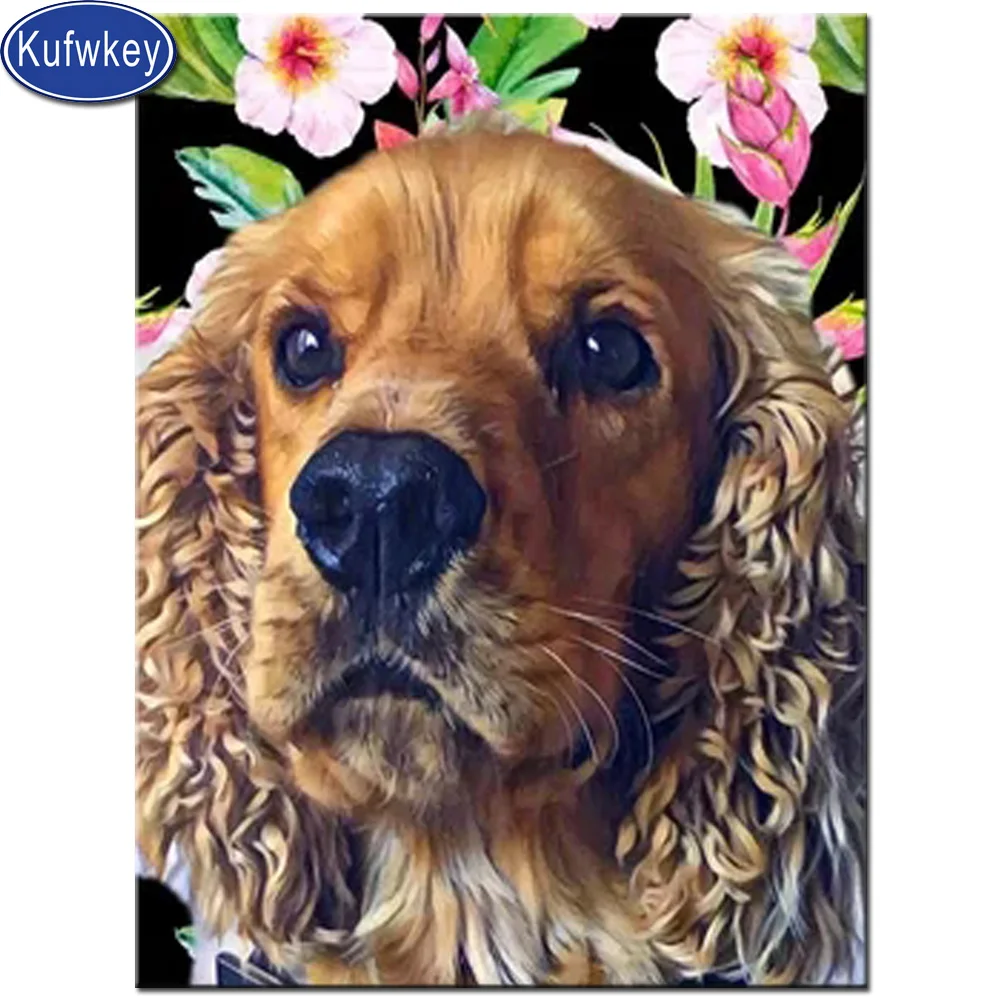Картина из квадратных страз Кокер-спаниель мозаика полимера 3d вышивка крестиком