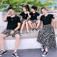 summer family matching outfits mum daughter t shirt dress dad son t shirt shorts family look holiday couple matching clothing
