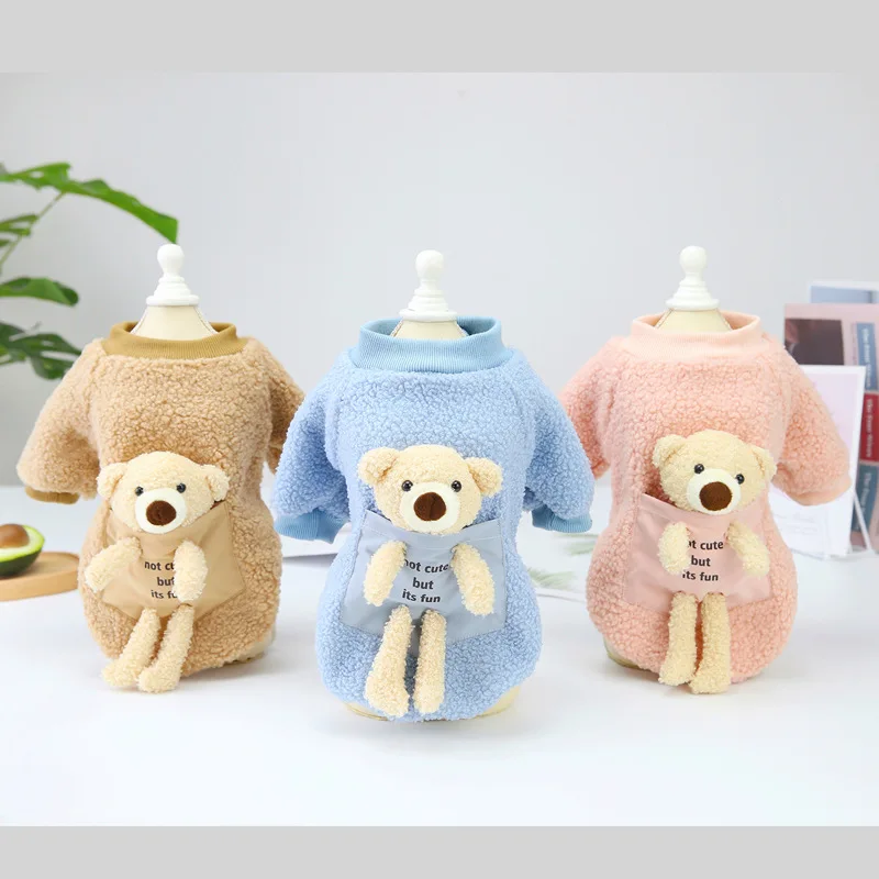 

Cute Winter Pet Clothes For Small Medium Dogs Cats Autumn Puppy Bear Pocket Sweater Warm Sweatshirt For Chihuahua Teddy Shih Tzu