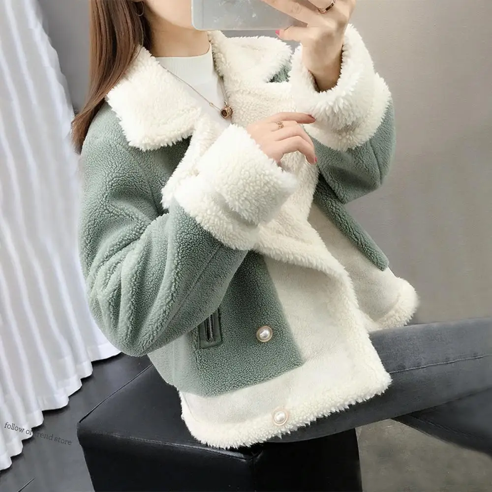 

Thin Lamb Plush Coat Women's 2021 New Autumn and Winter Women's Short Knitted Fur Loose Thickened Sweater Cardigan Coat Jacket