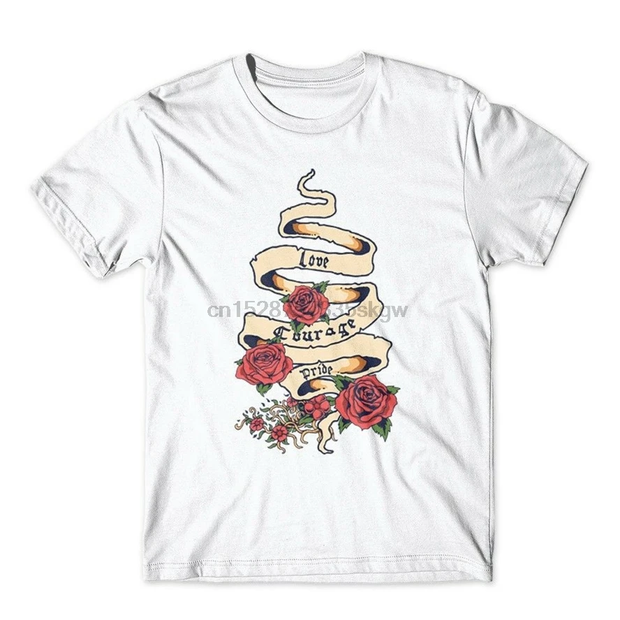 Любовь и футболка с Courage. 100% хлопок Премиум графическая Новая летняя стильная