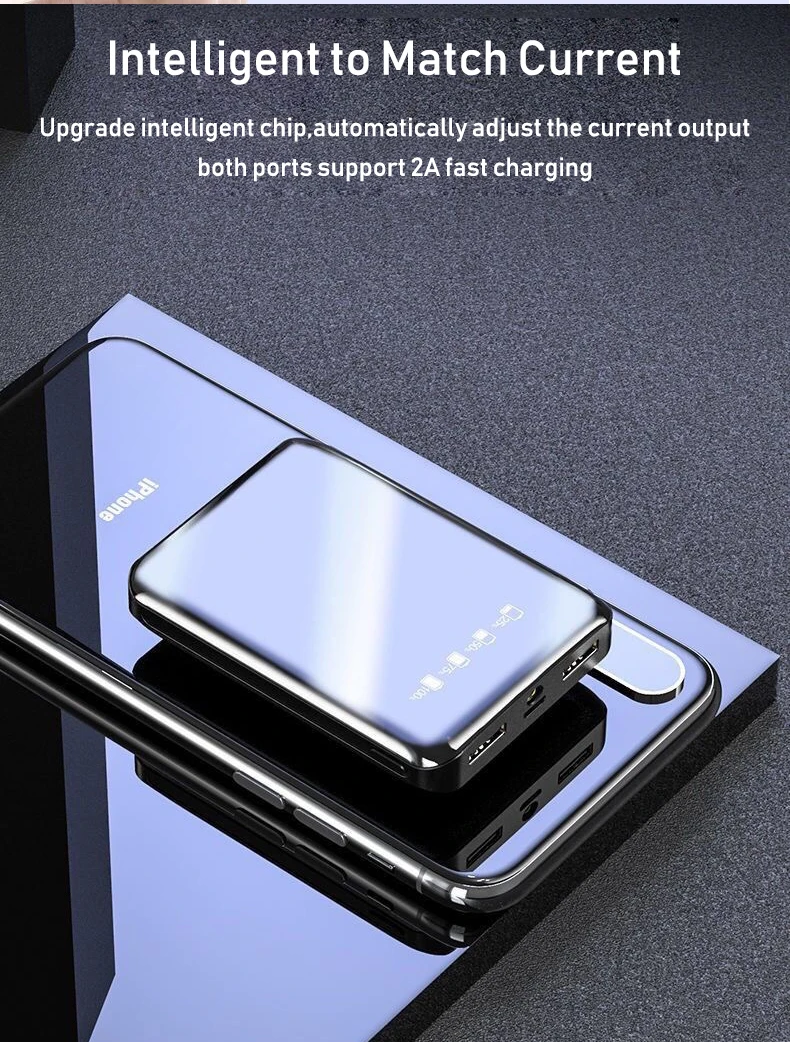 Mi ni power Bank 20000 мАч двойной USB mi power Bank для Xiao mi 8 iPhone9 быстрое зарядное устройство с двумя портами Usb внешний аккумулятор портативный