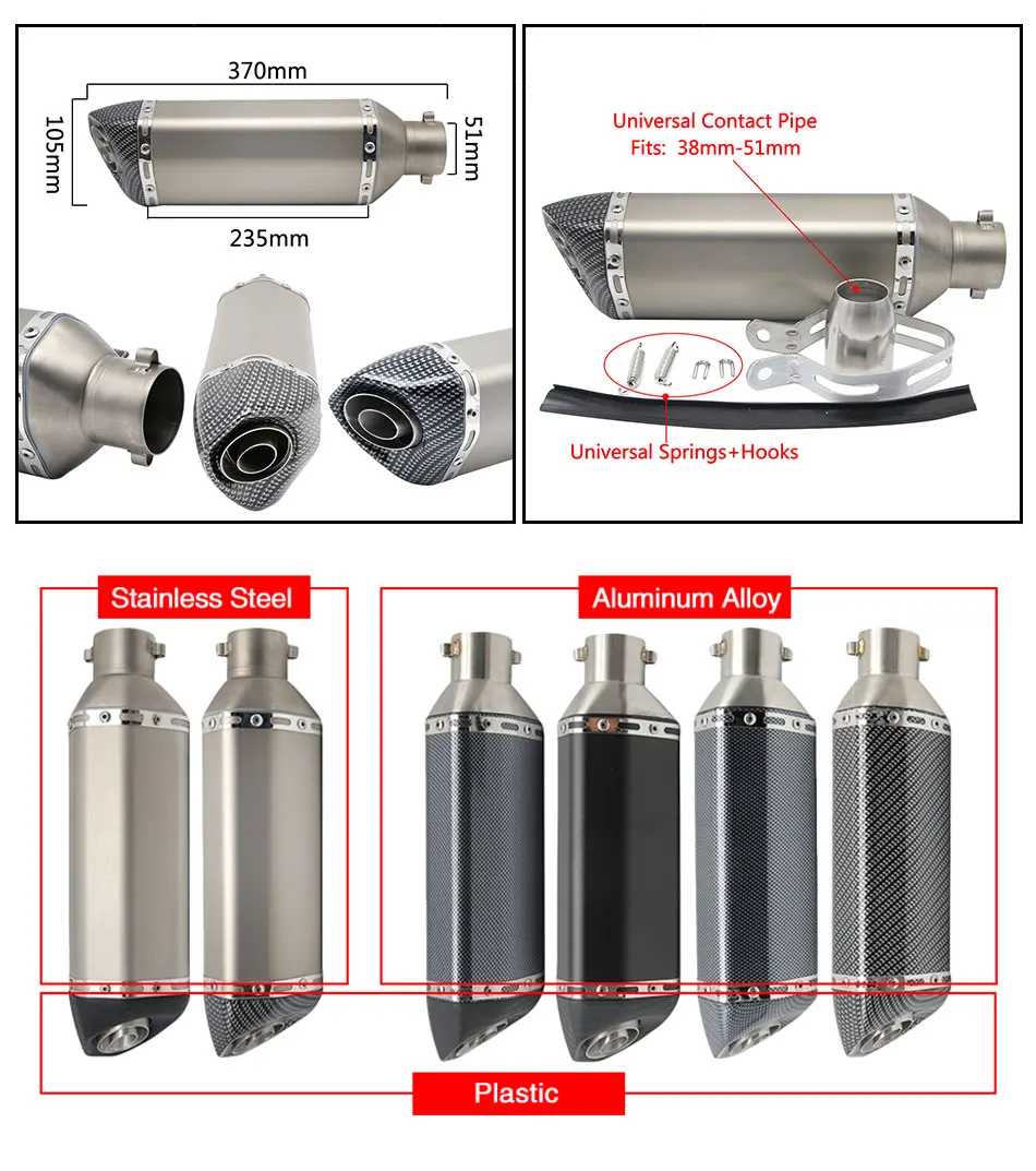 Выхлопная труба Alconstar для мотоцикла глушитель выхлопной трубы Z1000 Z750 MT07 MT09 51