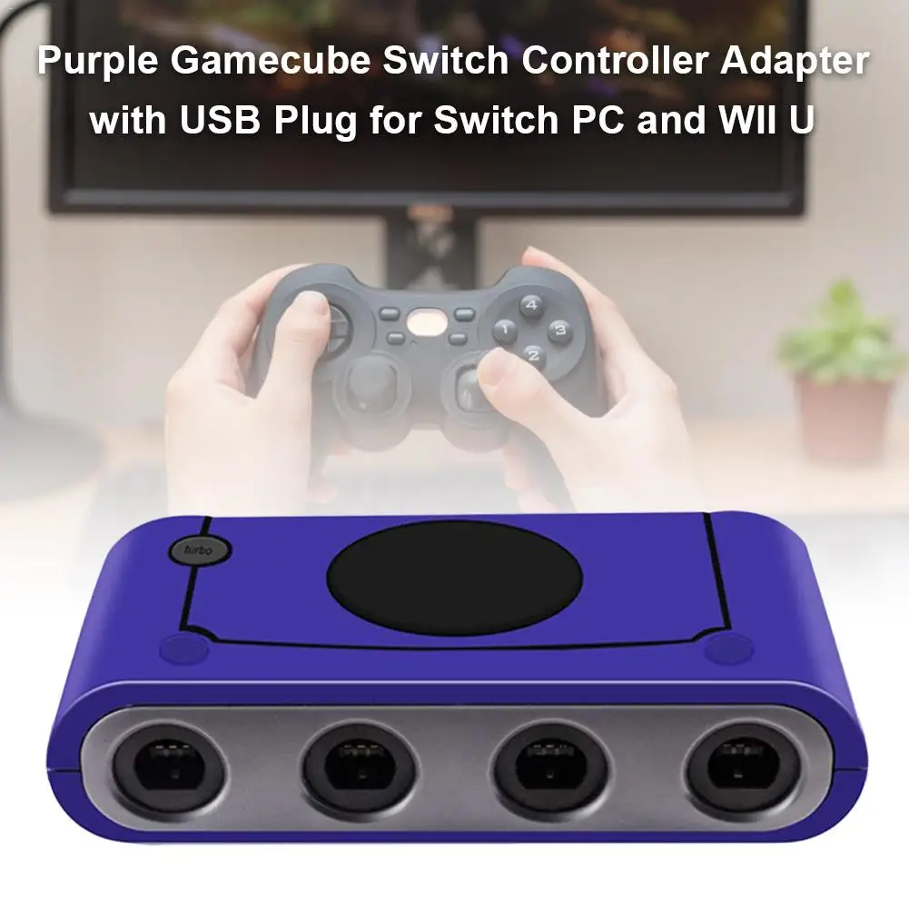 Фиолетовый адаптер контроллера Gamecube с usb-разъемом для переключателя ПК и WII U для игровой адаптер рукоятки