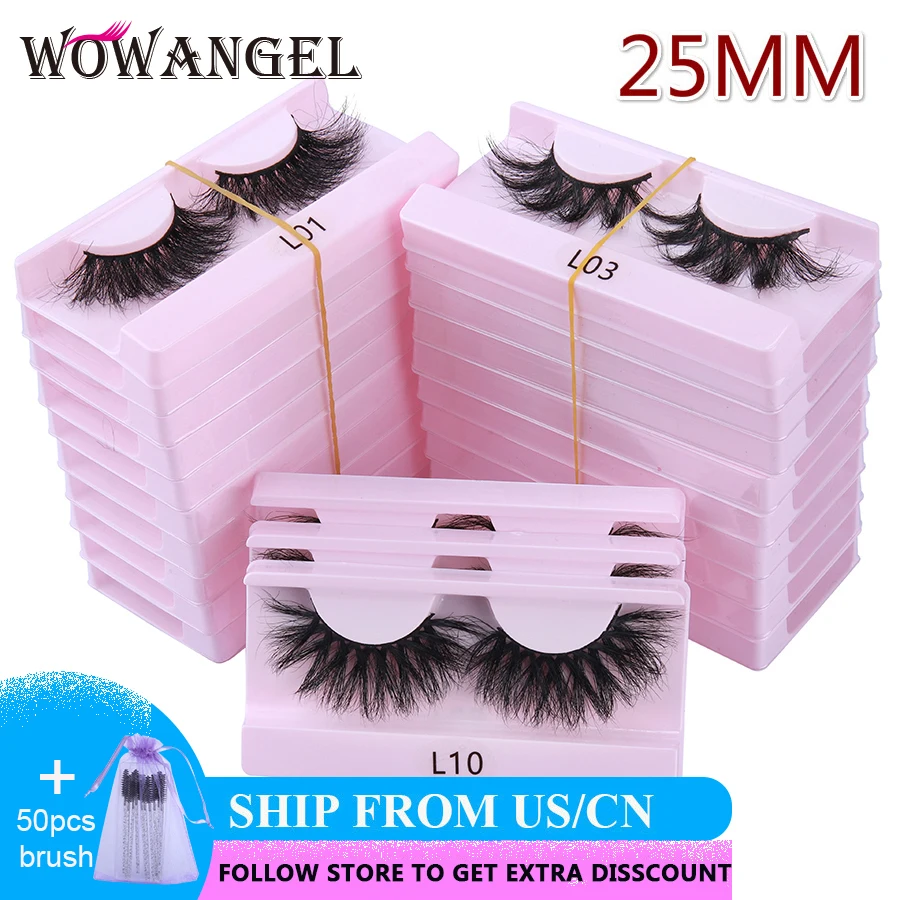 

WOWANGEL 30 Pairs Wholesale 25mm Mink Eyelashes Cruelty Free Dramatic False Lashes Fluffy Long Eye Lash Eyelash Brush In Bulk