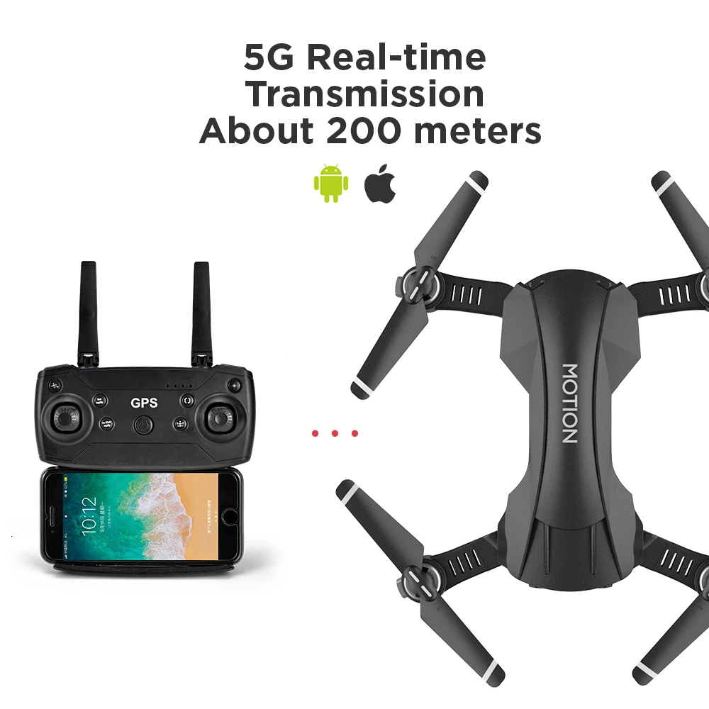 Радиоуправляемый Дрон с GPS 2K Ультра HD камерой складной Квадрокоптер 90 градусов