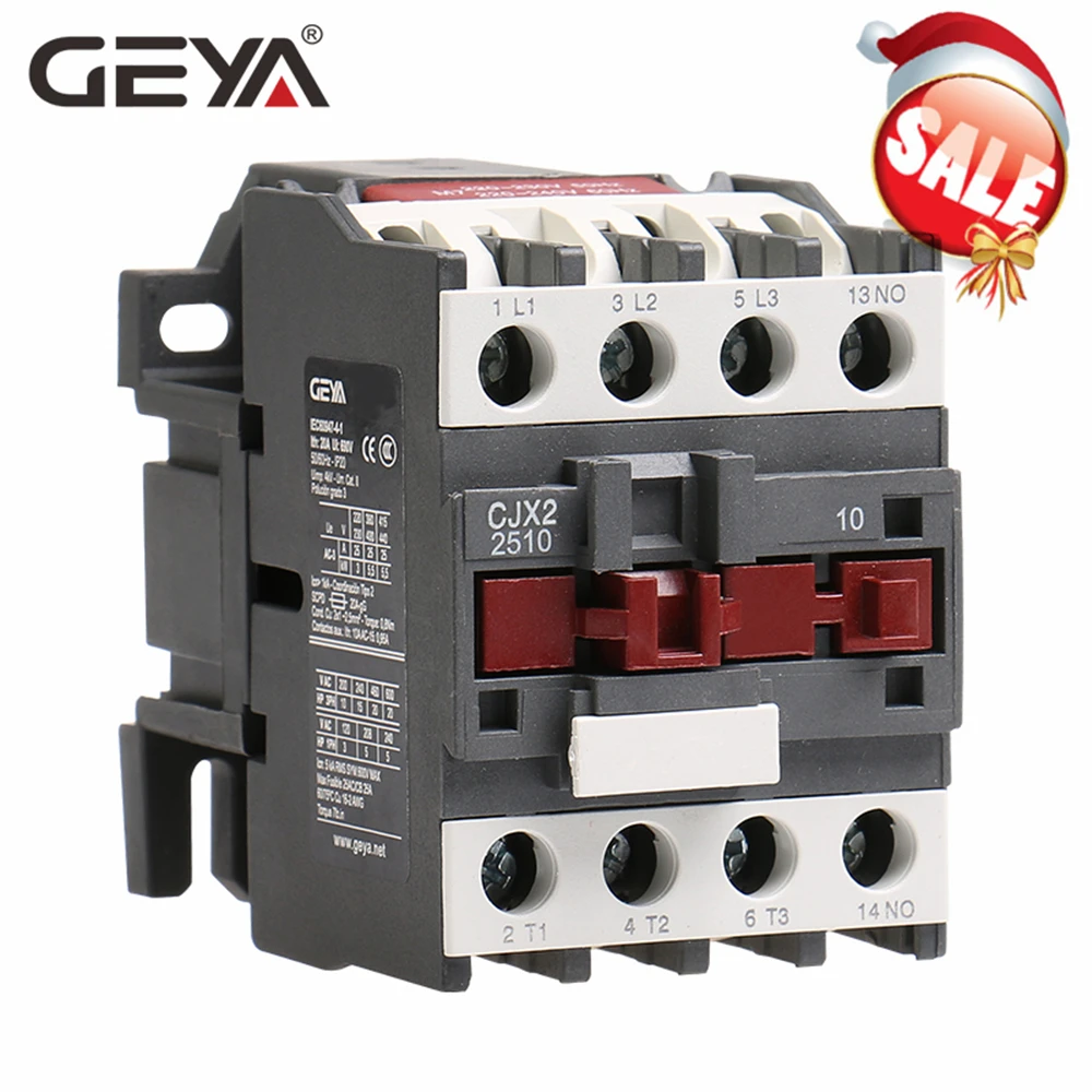 Магнитный трехфазный контактор GEYA 3210 1NO 25A 32A 220 В или 380VAC LC1D с din-рейкой серебристый