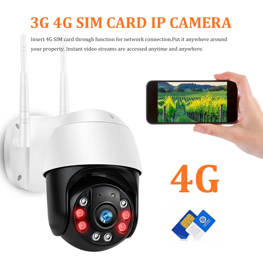 Камера видеонаблюдения 4G IP SIM карта 3G 1080P HD Wi Fi|Камеры видеонаблюдения| |