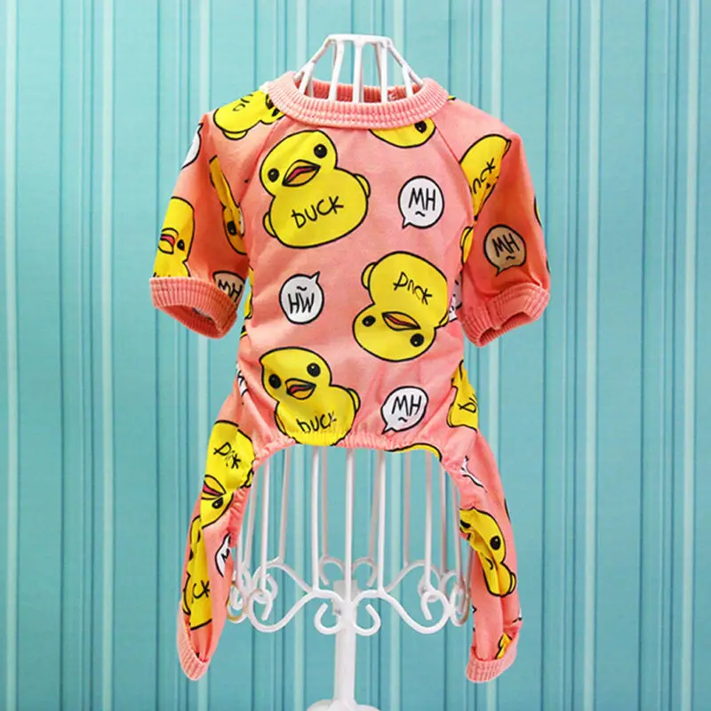 Комбинезон для животных милый маленький цвет желтый Рисунок в виде утки Круглый