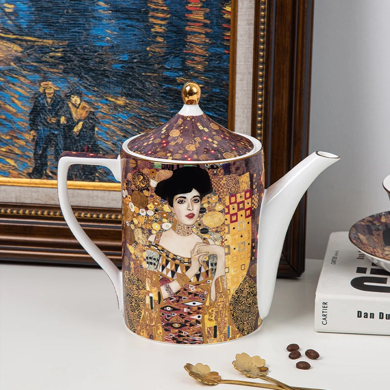 Klimt Famous Painting 2021 New Design Fine Bone China Afternoon Teapot/ Coffee Pot | Teapots