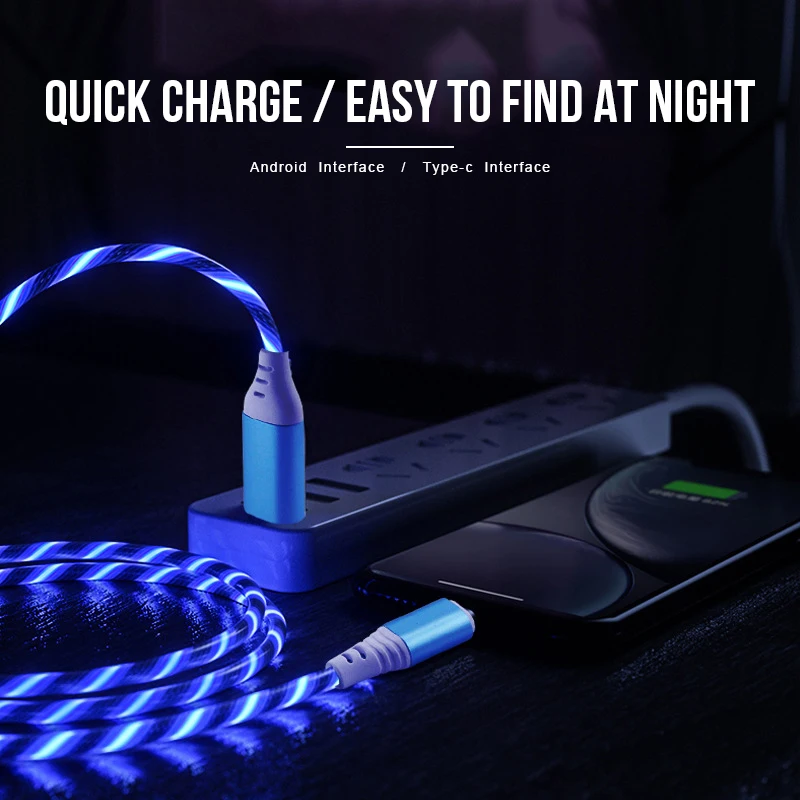 Кабель USB Type-C со светодиодной подсветкой для быстрой зарядки и передачи данных