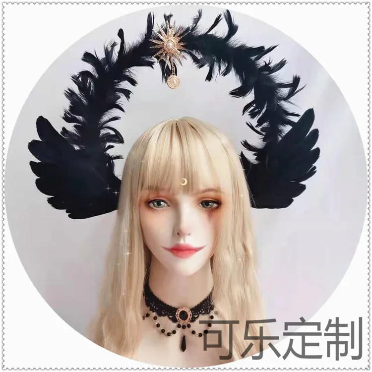 

Японский оригинальный головной убор ручной работы в стиле "Лолита", обруч для волос с искусственной диафрагмой, подиумная съемка, богиня сол...