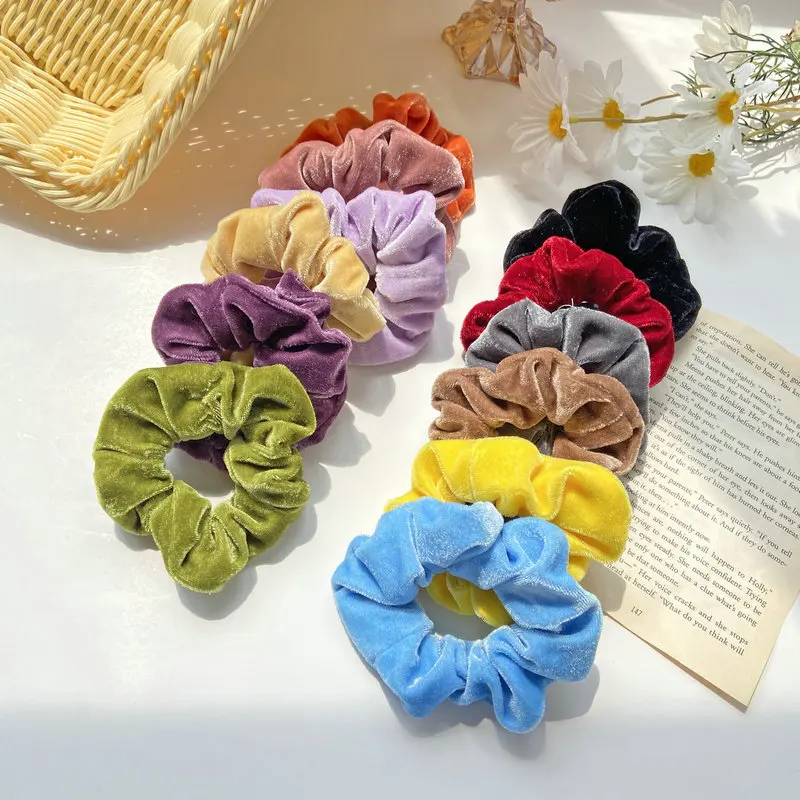 

Vintage Elastic Hair Bands Velvet Scrunchie Hairband for Women Girl Fashion Headband Ponytail Ties Rope Hair Accessories Jewelry