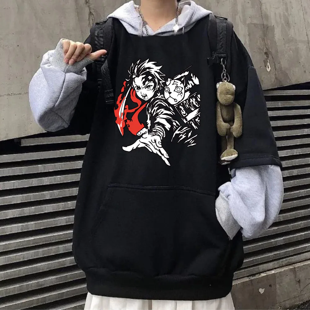 

Hot Anime Hoodie Demon Slayer Pullovers Tops Loose Fit Unisex
