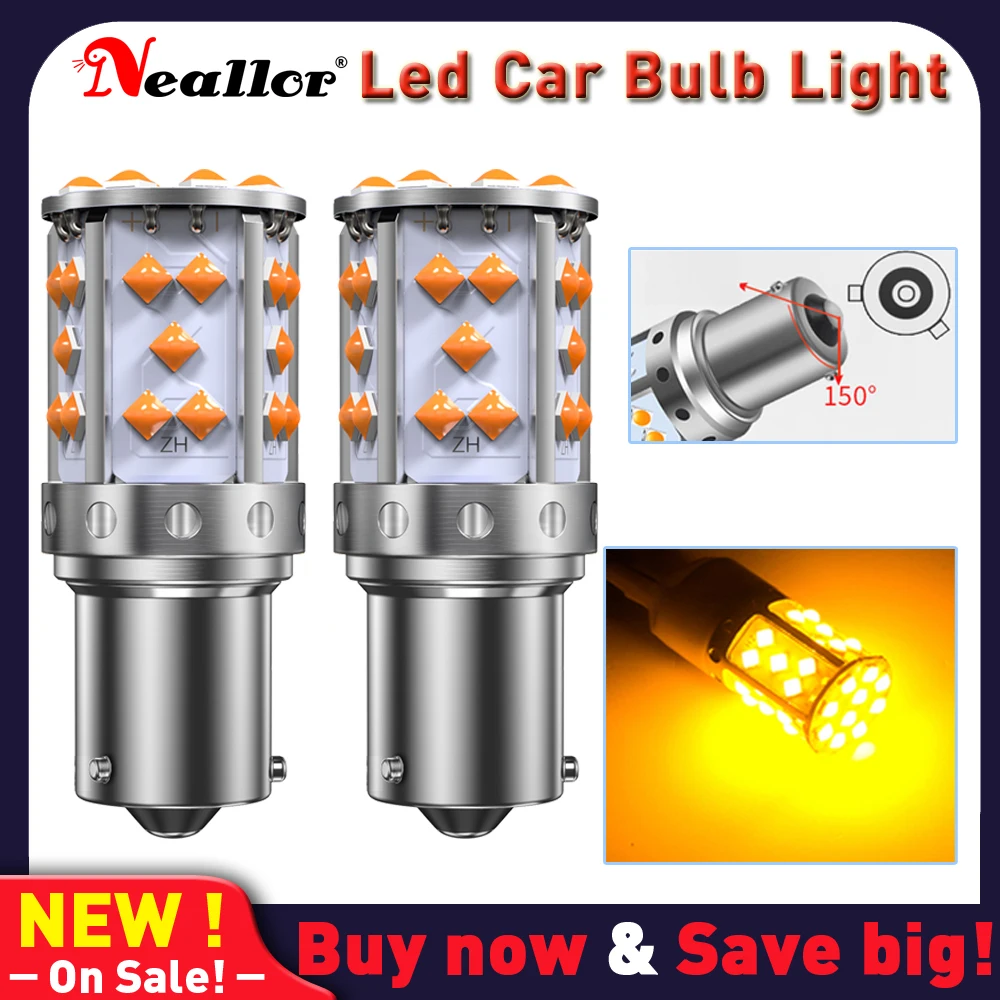 

2 шт., Автомобильные светодиодные лампы Py21w Ba15s P21w 1156 Bau15s 3030SMD Canbus 7440 Led W21w T20