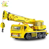 huiqibao toys 808pcs crane truck building blocks engineering car for children city construction bricks set kids gift