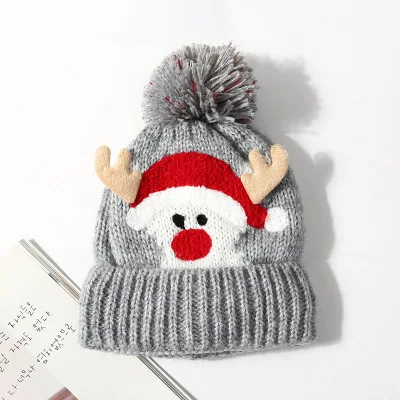 D2 Gray Hat Митенки детские зимние толстые теплые вязаные перчатки с кроличьим мехом для детей от 2 до 6 лет Рождественский милый желтый утенок из мультфильма медведь перчатки из кролика D4 - Цвет: D2 Gray Hat
