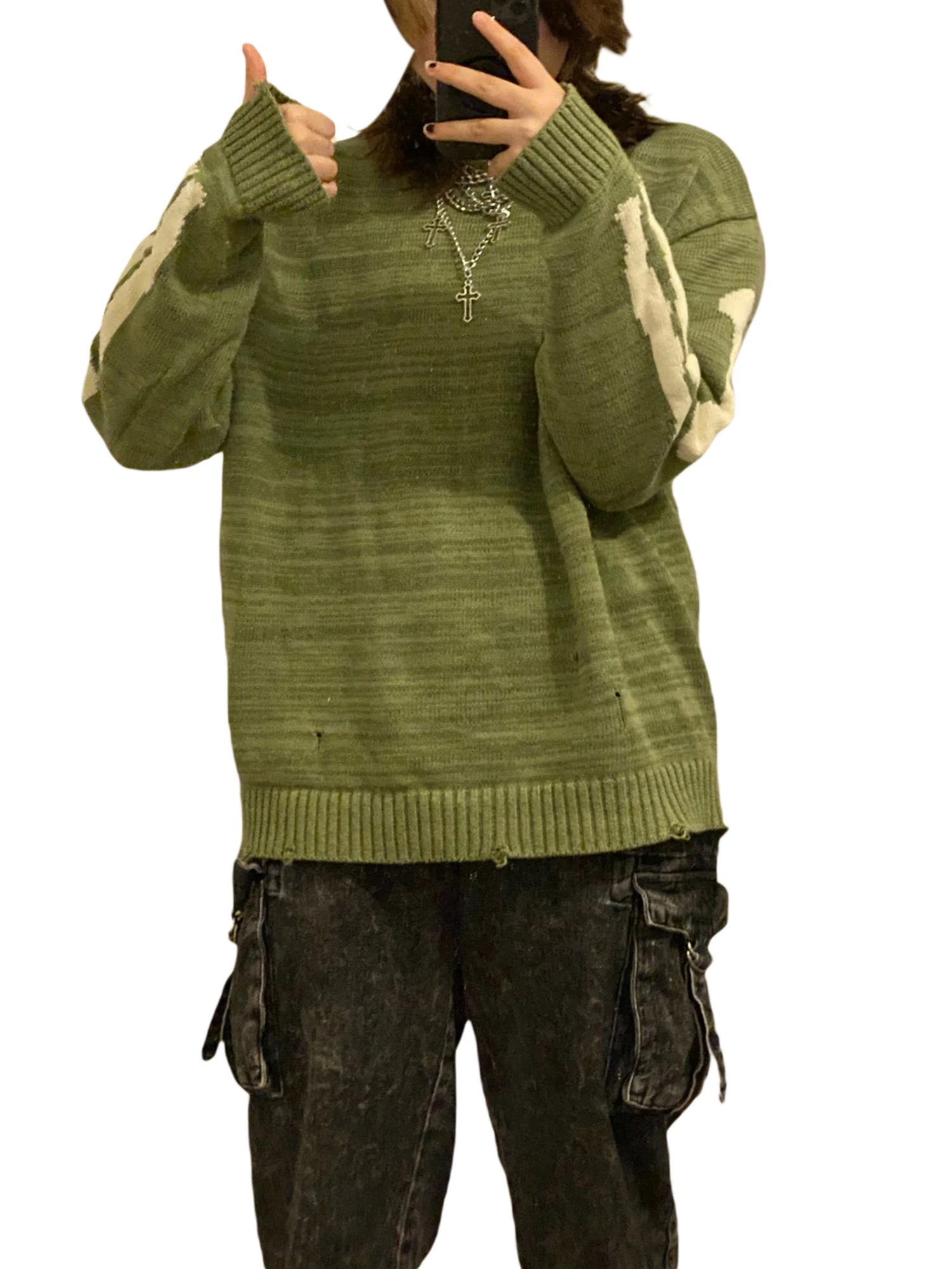 Свитер с круглым вырезом для мужчин и женщин повседневный Свободный вязаный