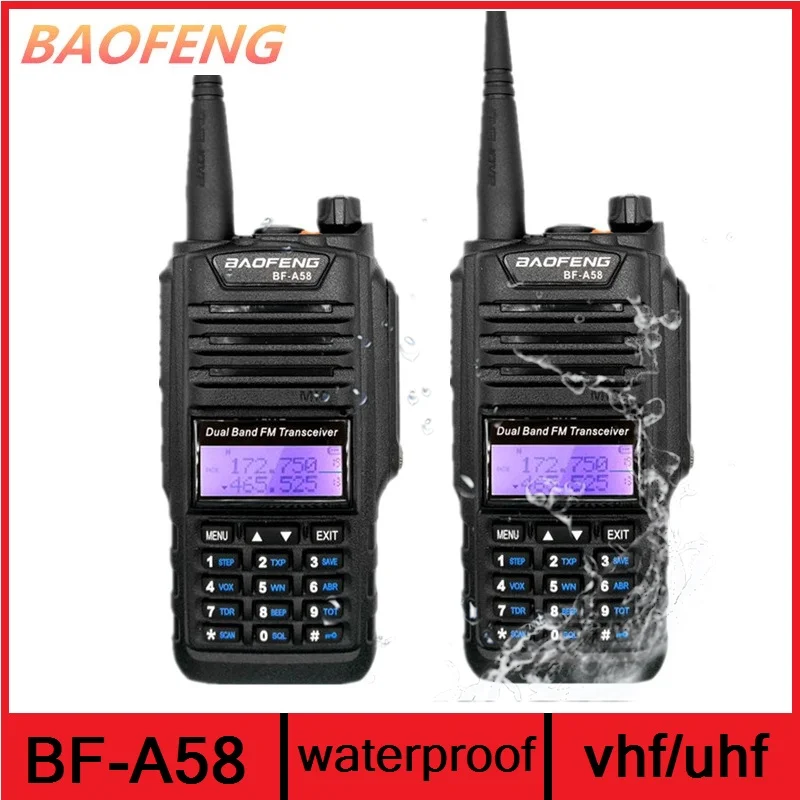 2PCS BAOFENG BF-A58 Walkie Talkie Waterproof  VHF UHF Transceiver Scanner Radio Amateur Marine Ham Radio Rechargable Transmitter