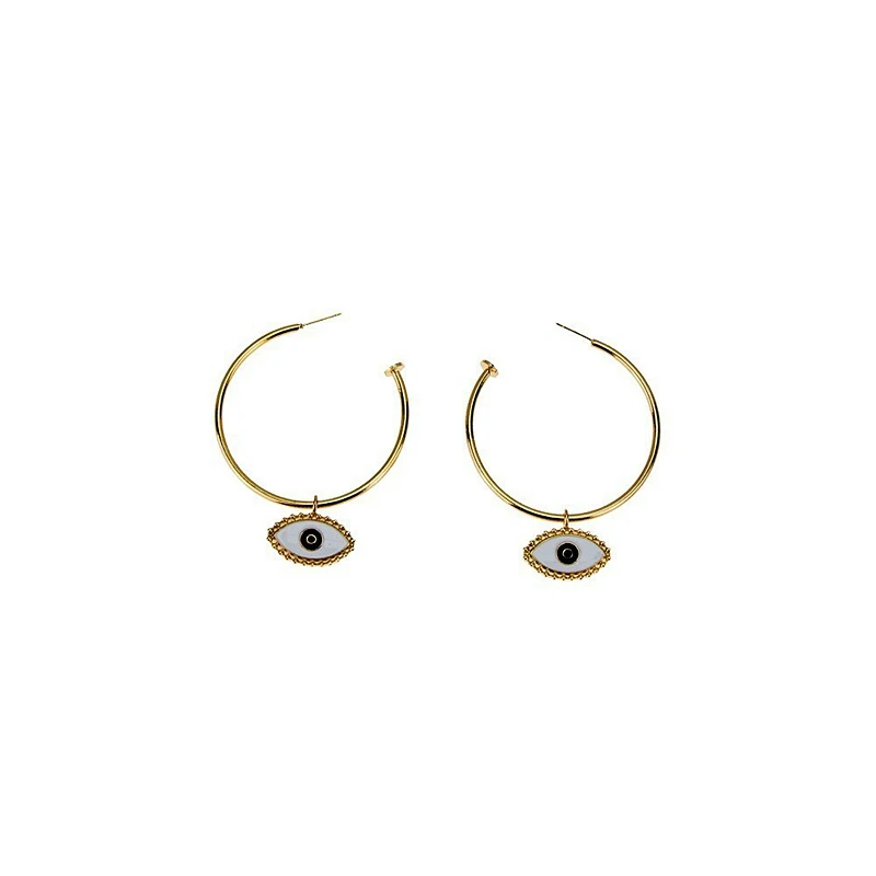 

Charm Devil Eye Pendant Circle Earring Personality Vintage Exaggeration Hoop Earrings Women Piercing Ear Stud Fashion Jewelry