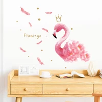 creative flamingo wall stickers falling feather romantic sticker self adhesive home table background wall decor room decoration