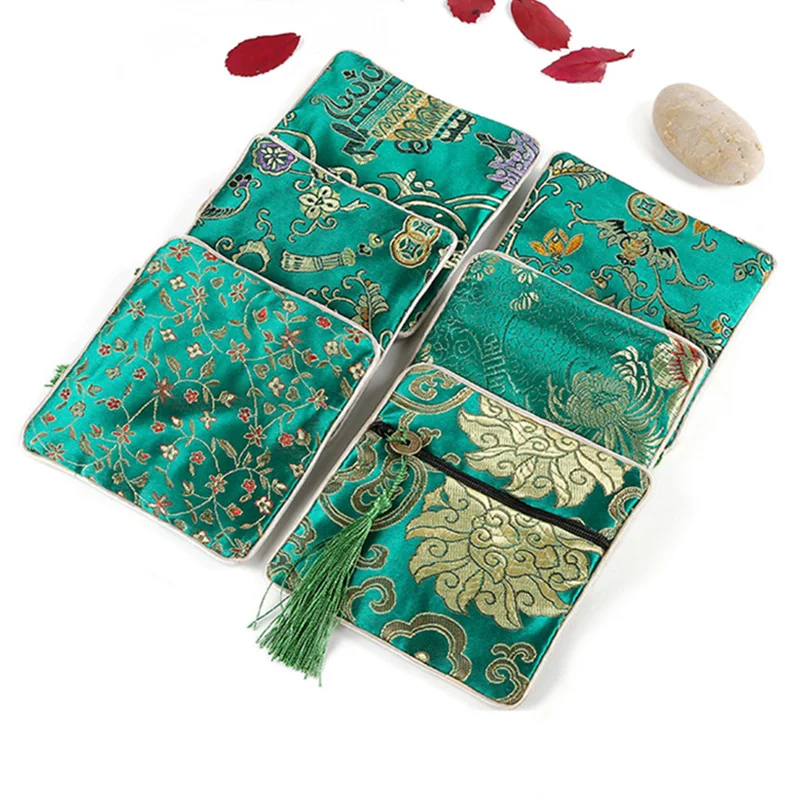 Китайский Стиль с вышивкой в стиле ретро Удобная атласная кисточка отделение для