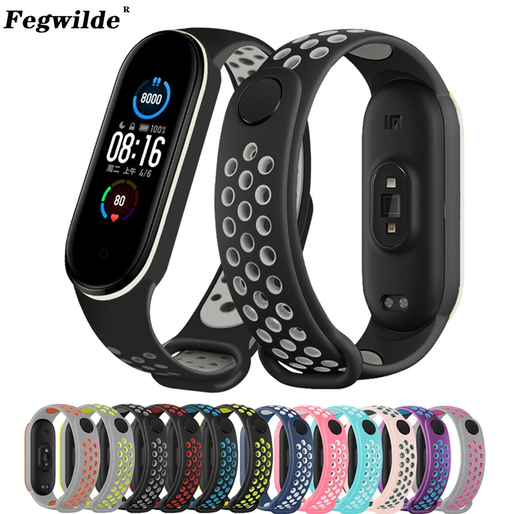 Ремешок силиконовый для Mi band 6 сменный спортивный браслет 4 5 xiaomi 3 | Наручные часы