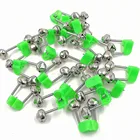 10 шт.лот сигнализатор поклевки для рыболовной удочки, Колокольчик для удочки, зажим для удилища, зажим, кольцо с колокольчиками, Зеленый ABS рыболовный аксессуар, уличный металл