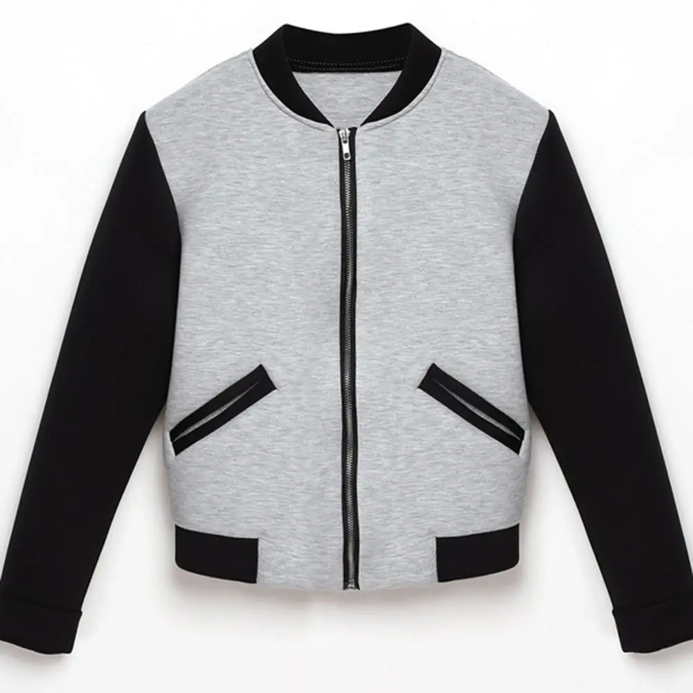 Женская бейсбольная куртка модный контрастный короткий свободный кардиган с