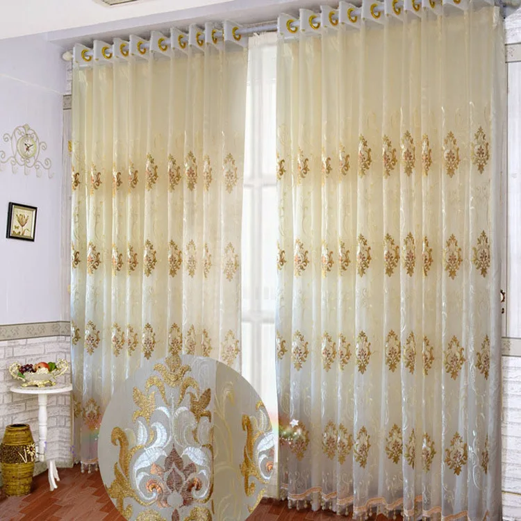 

Explosive Style European Damascus Embroidered Curtains Semi-transparent Embroidered Curtains for Bedroom and Living Room Balcony
