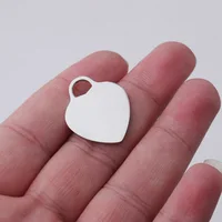 50pcs 21*26mm New mirror polished stainless steel peach heart lovers pendant lettering tag DIY for necklace barcelet accessories