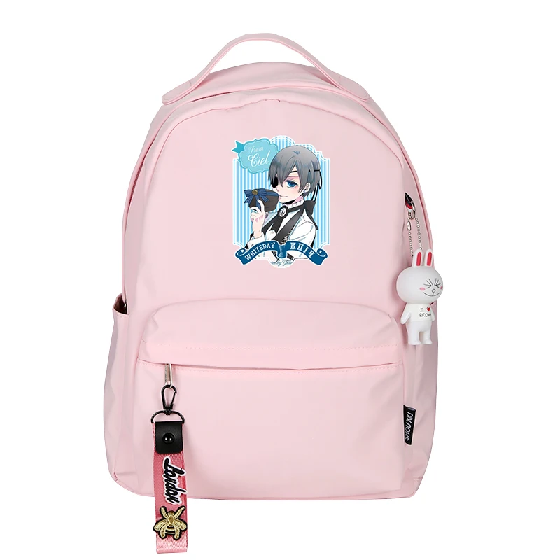 Рюкзак женский холщовый с принтом Черный Батлер | Багаж и сумки