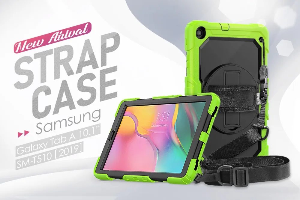 360 Вращающийся чехол для Samsung Galaxy Tab A 10,1 T510 T515 SM-T510 SM-515 чехол для планшета с ремешком на плечо+ ручка+ пленка