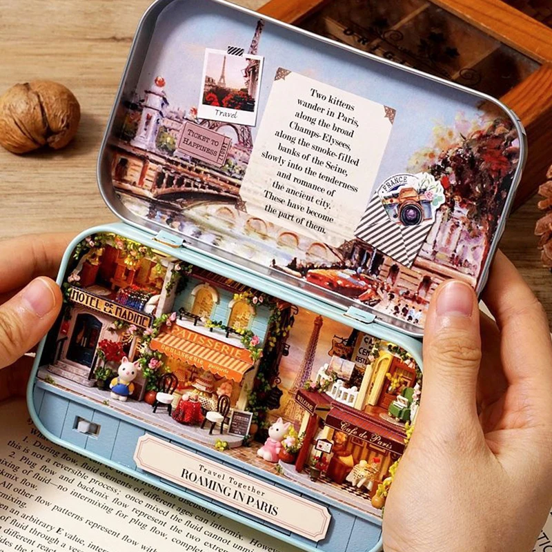 Деревянный кукольный мини дом в 3D коробке набор компонентов для мебели сделай