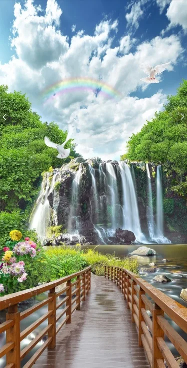 Бесплатная доставка 3D Радужная водная дверь фотообои с рисунком стен