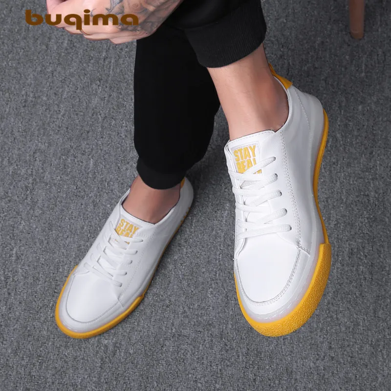 Buqima/Мужская обувь модная повседневная кожаная Высококачественная на платформе