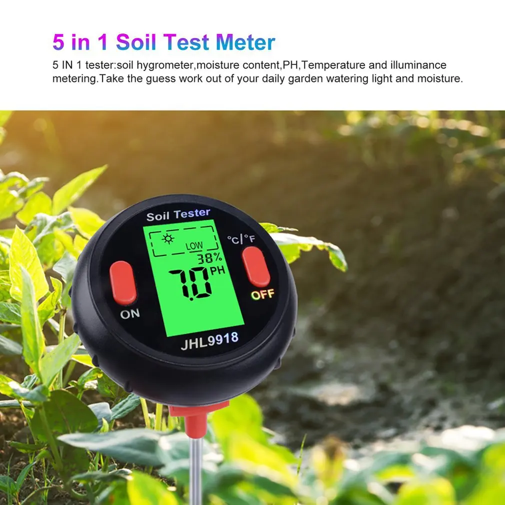 

Hot High Quality Five In One Multifunctional Digital Soil Detector Soil PH Value Tester Soil Temperature And Humidity Detector