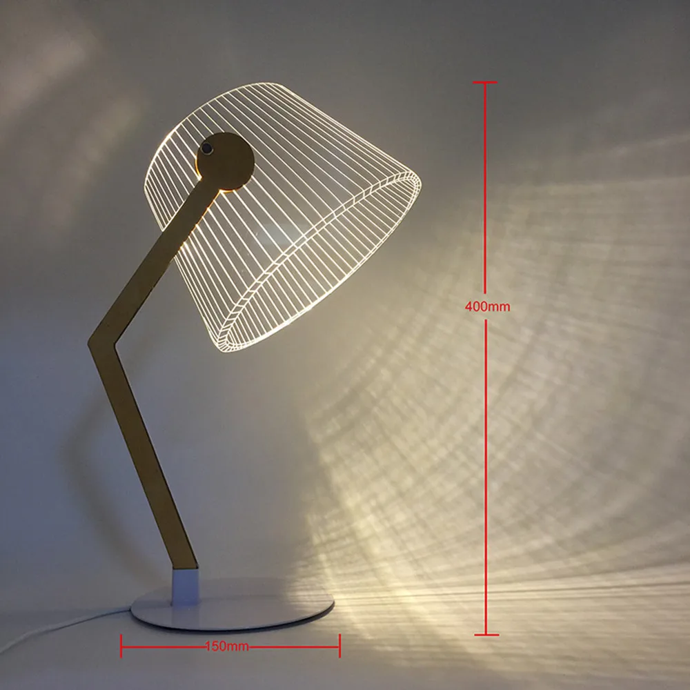 HZFCEW USB Мощность 3D эффект стерео видение светодиодный настольная лампа древесины