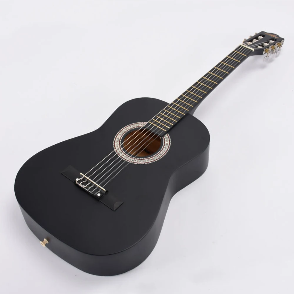 Классическая гитара 30 дюймов 6 струн черная из липы для начинающих сумка